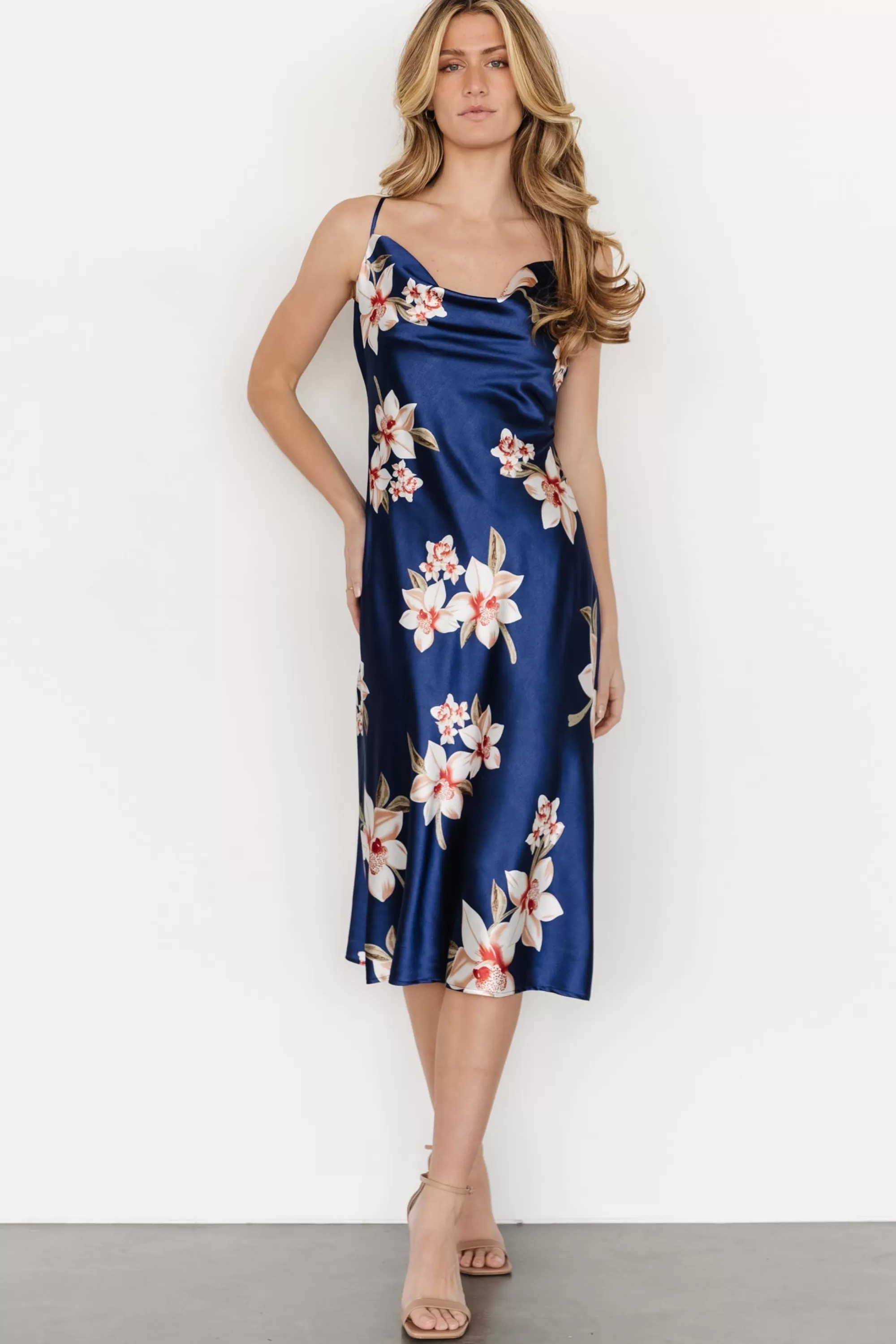 Baltic Born SALE | Katarina Slip Midi Dress | Vintage Blue Floral