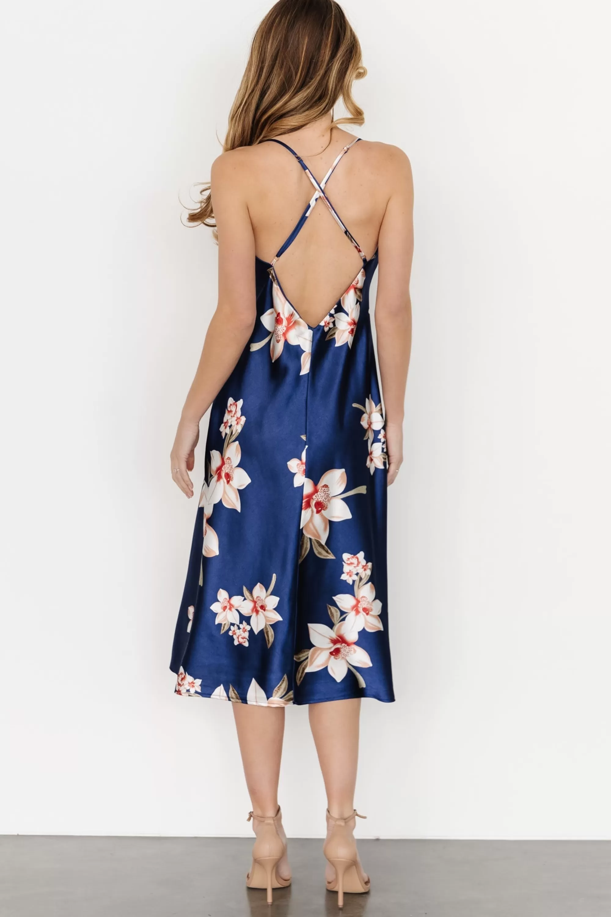Baltic Born SALE | Katarina Slip Midi Dress | Vintage Blue Floral
