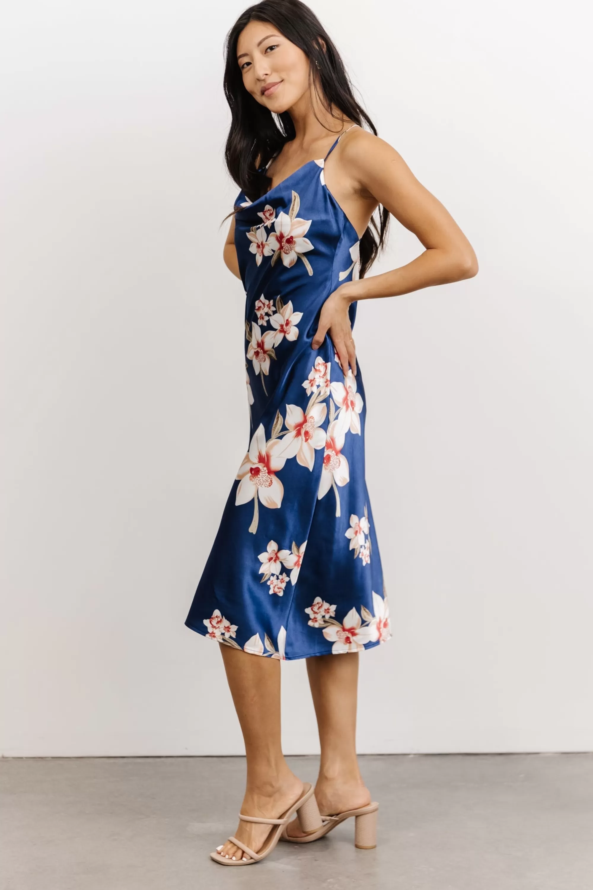 Baltic Born SALE | Katarina Slip Midi Dress | Vintage Blue Floral