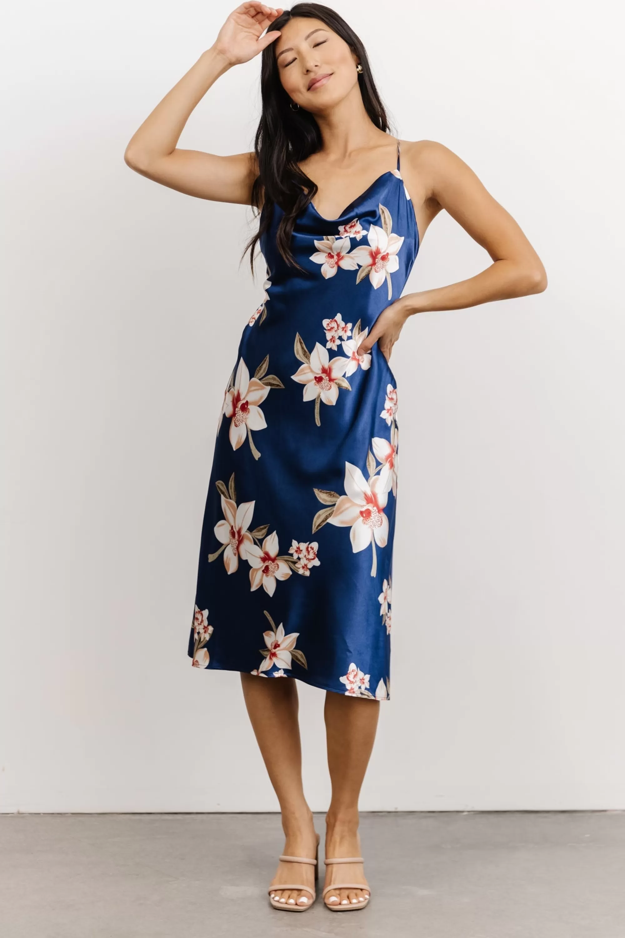 Baltic Born SALE | Katarina Slip Midi Dress | Vintage Blue Floral