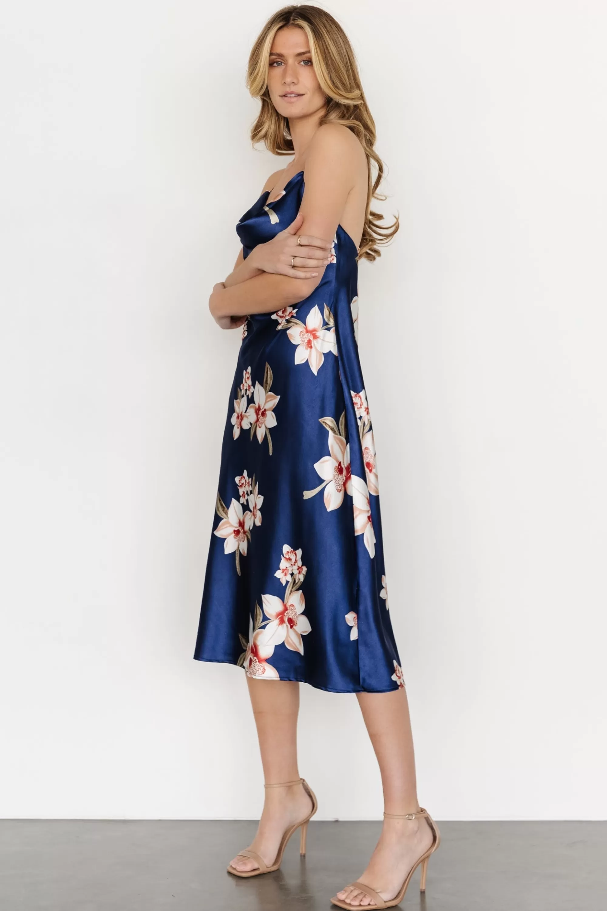 Baltic Born SALE | Katarina Slip Midi Dress | Vintage Blue Floral