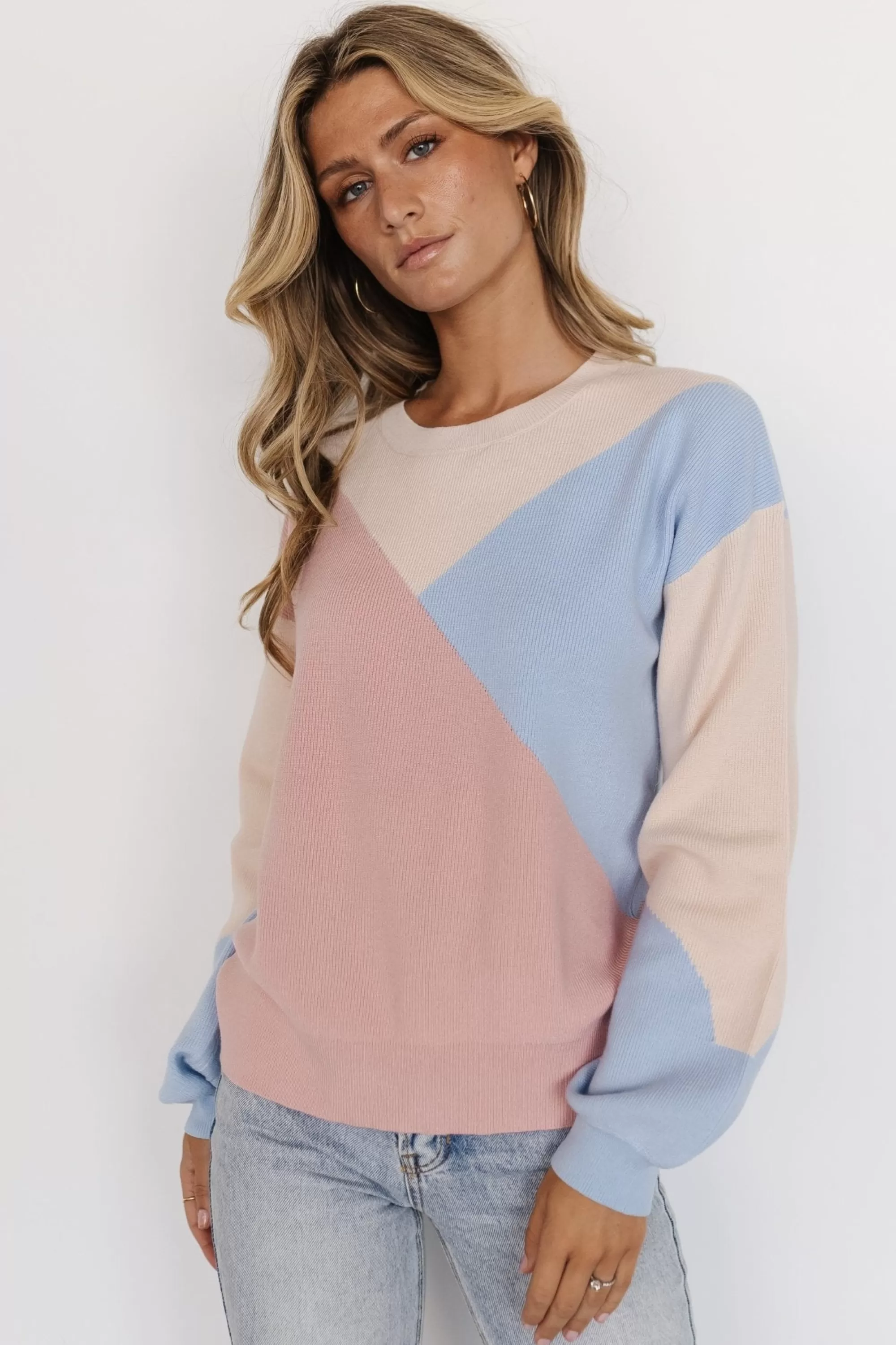 Baltic Born sweaters | Kendrick Color Block Sweater | Blush Multi