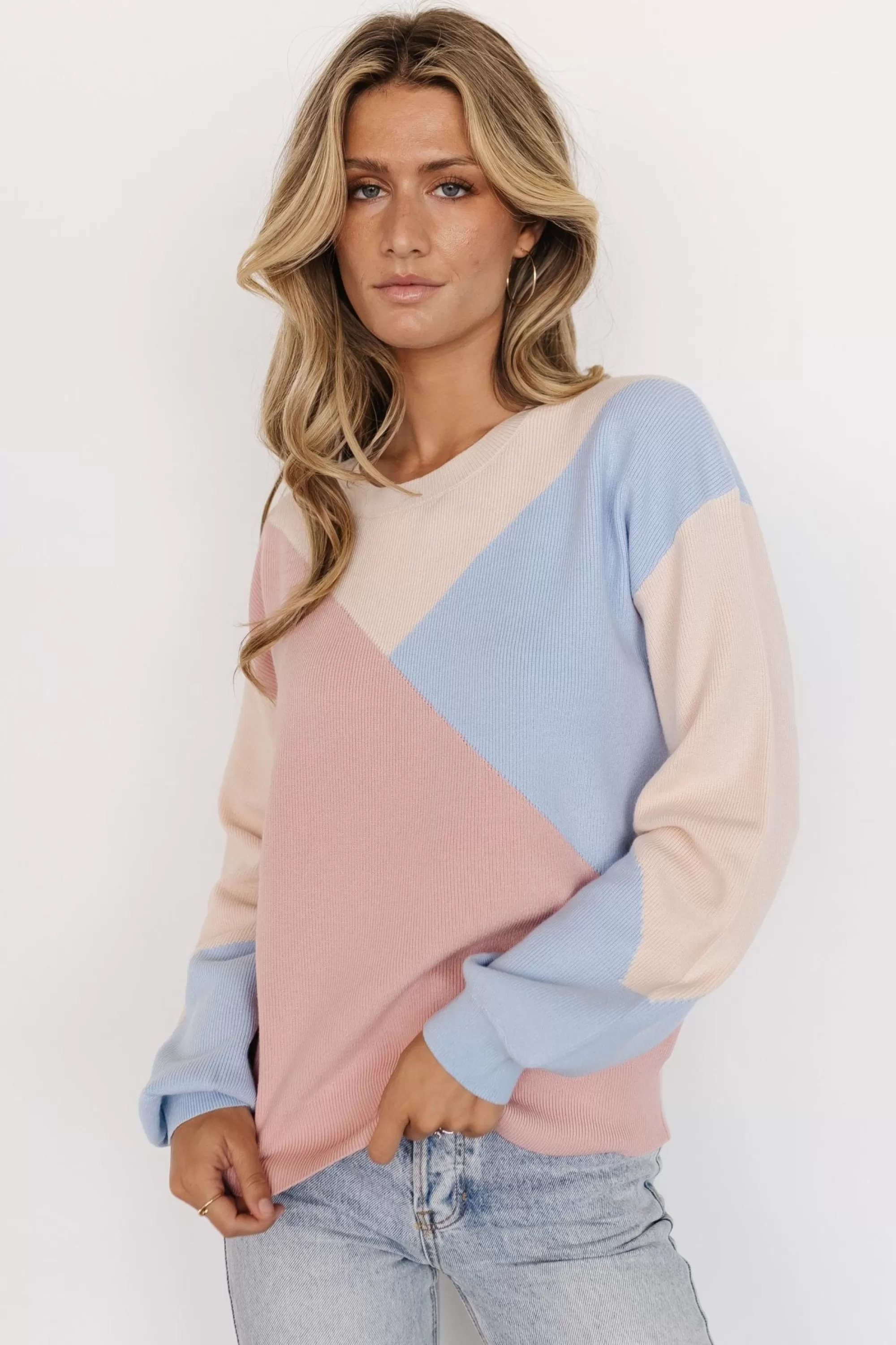 Baltic Born sweaters | Kendrick Color Block Sweater | Blush Multi