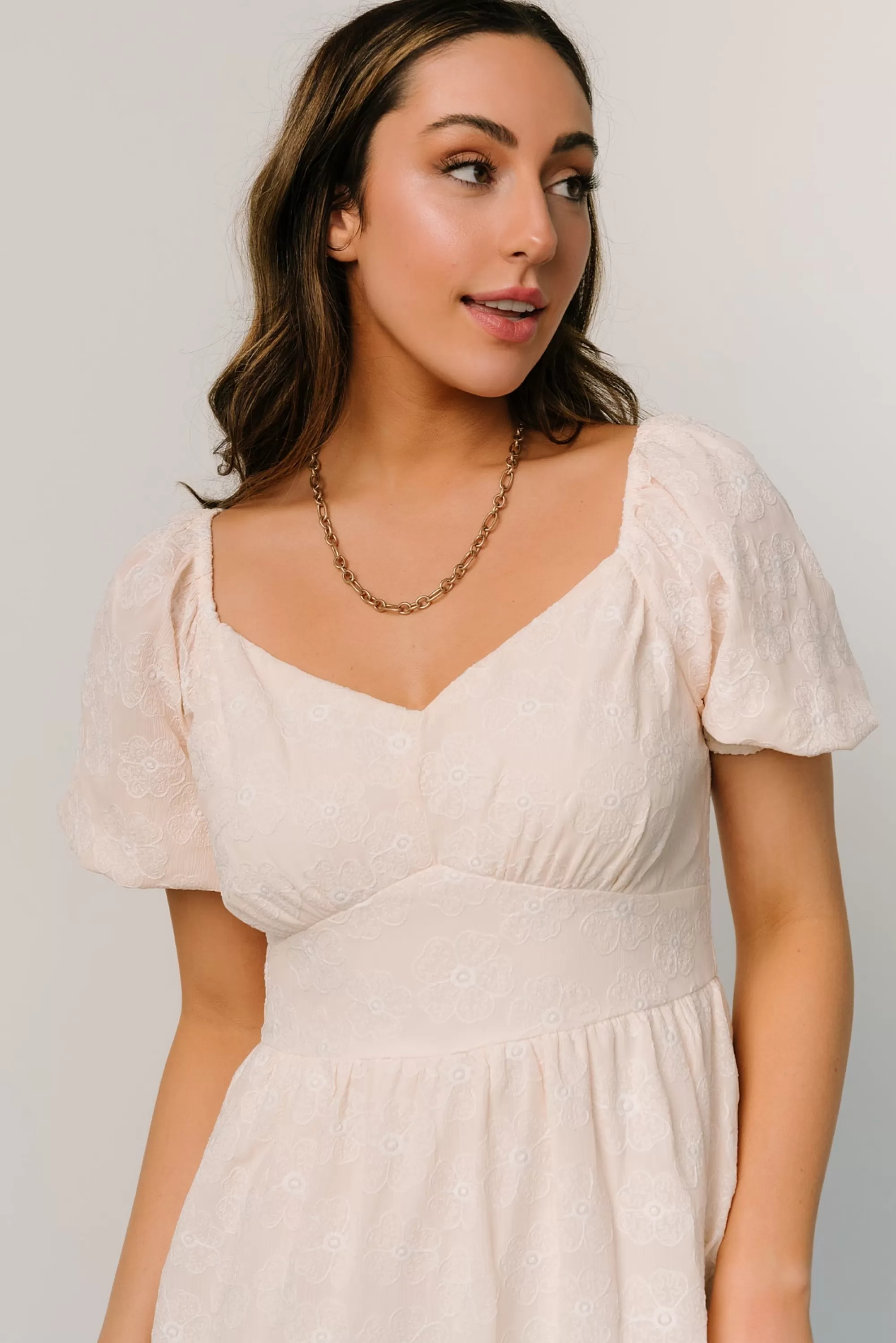 Baltic Born SALE | Mildred Embroidered Midi Dress | Vintage Cream
