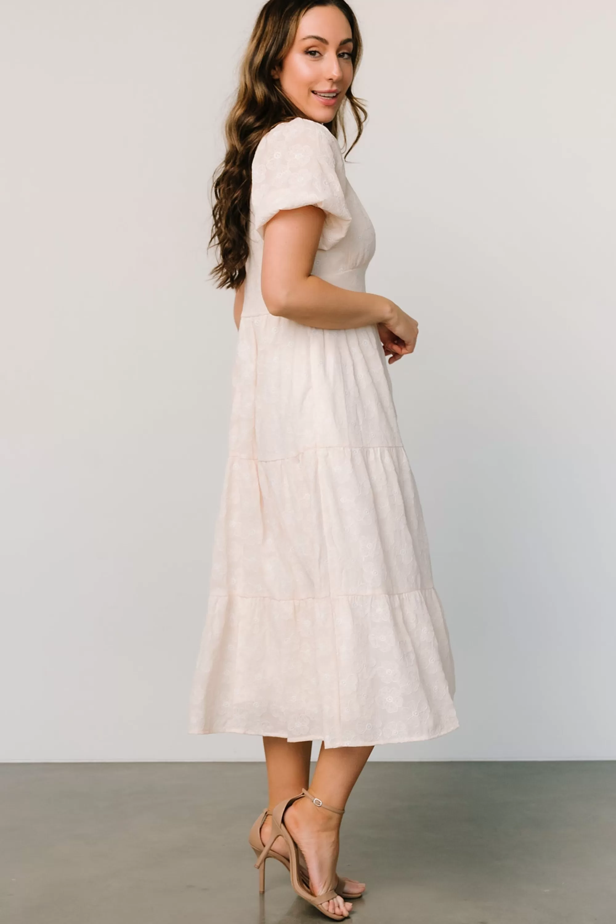 Baltic Born SALE | Mildred Embroidered Midi Dress | Vintage Cream
