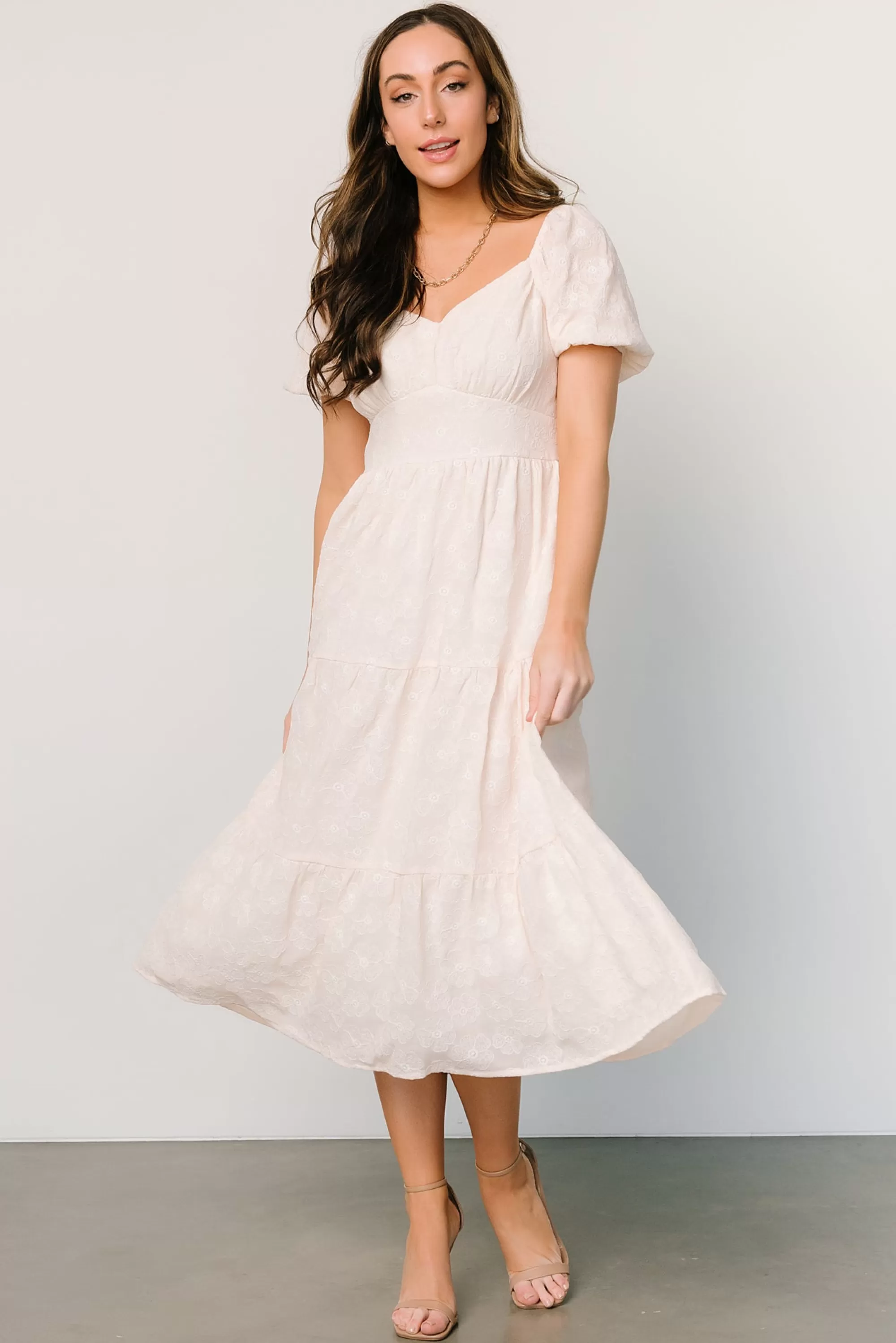 Baltic Born SALE | Mildred Embroidered Midi Dress | Vintage Cream