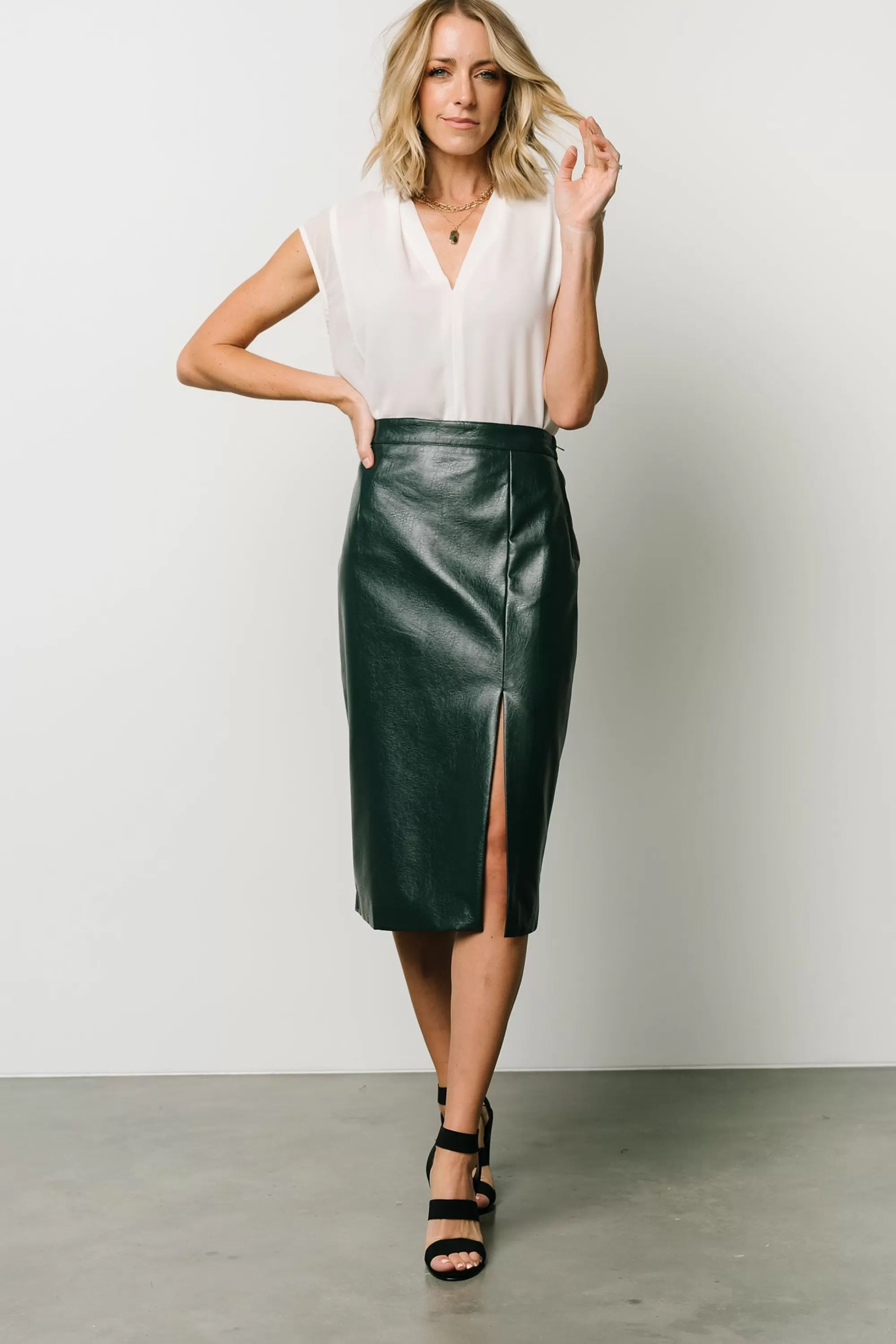 Baltic Born skirts | Montague Vegan Leather Skirt | Pine
