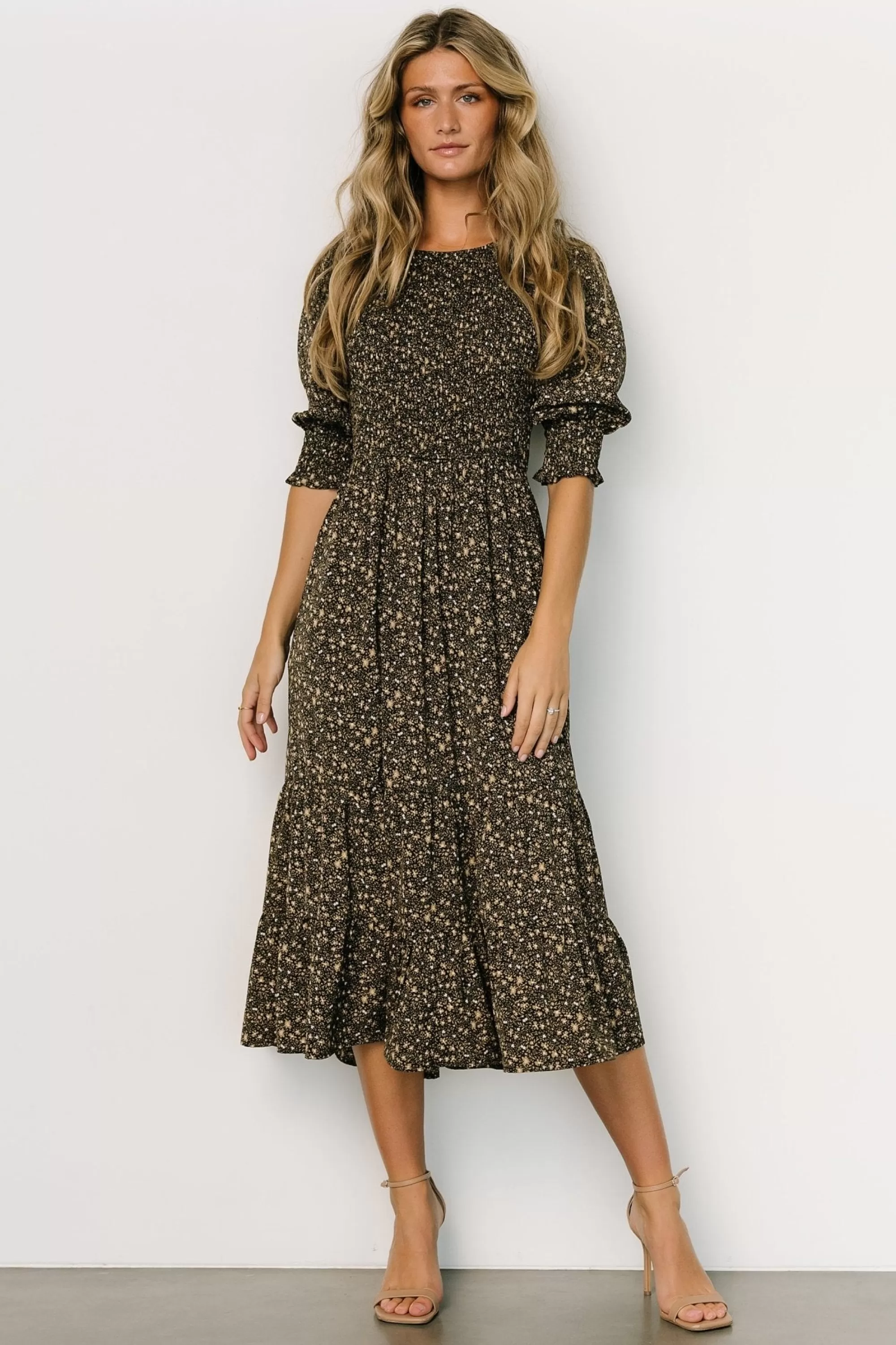 Baltic Born midi dresses | bump friendly | Pele Tiered Midi Dress | Vintage Blue Floral