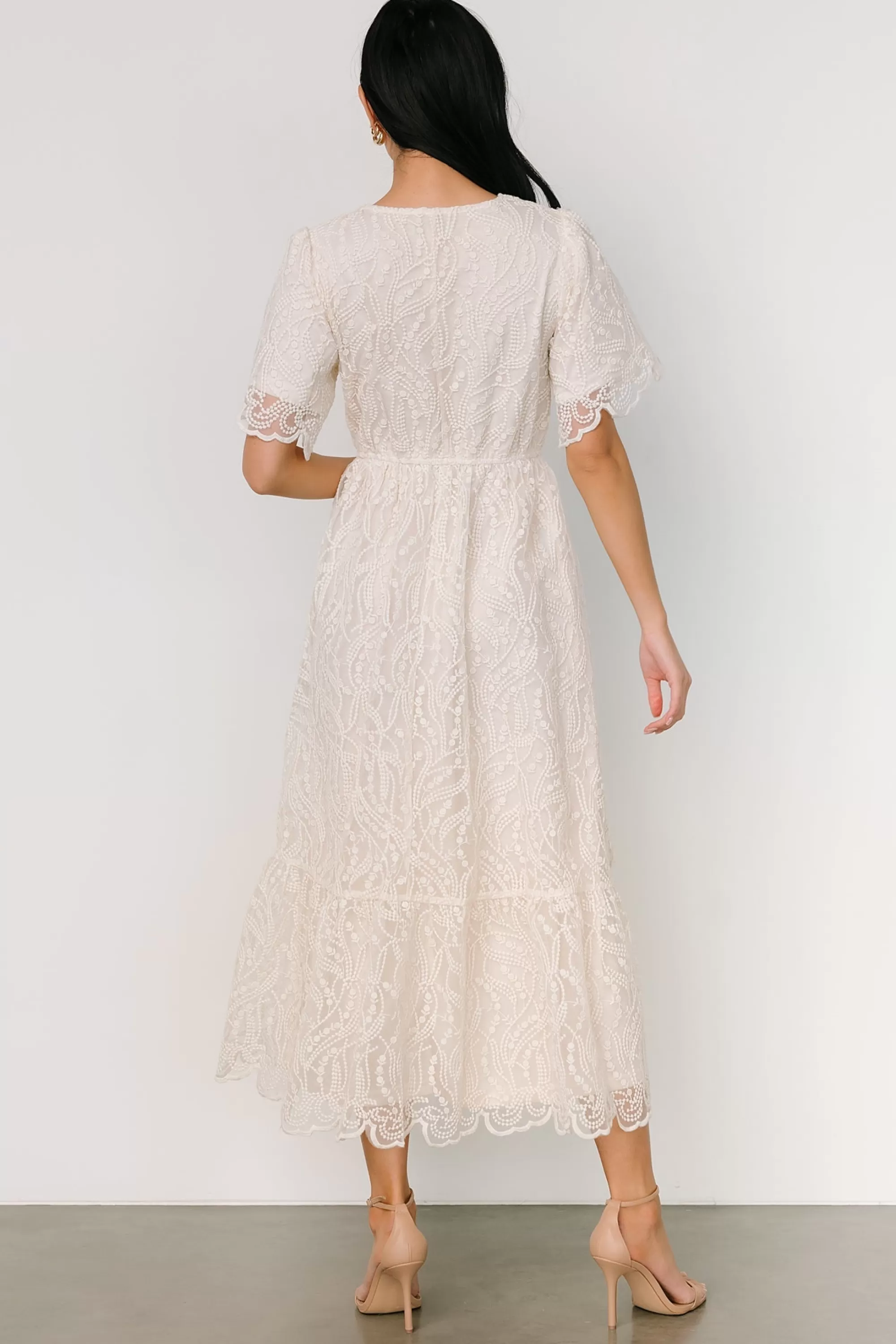 Baltic Born SALE | Roanoke Embossed Midi Dress | Vintage Cream