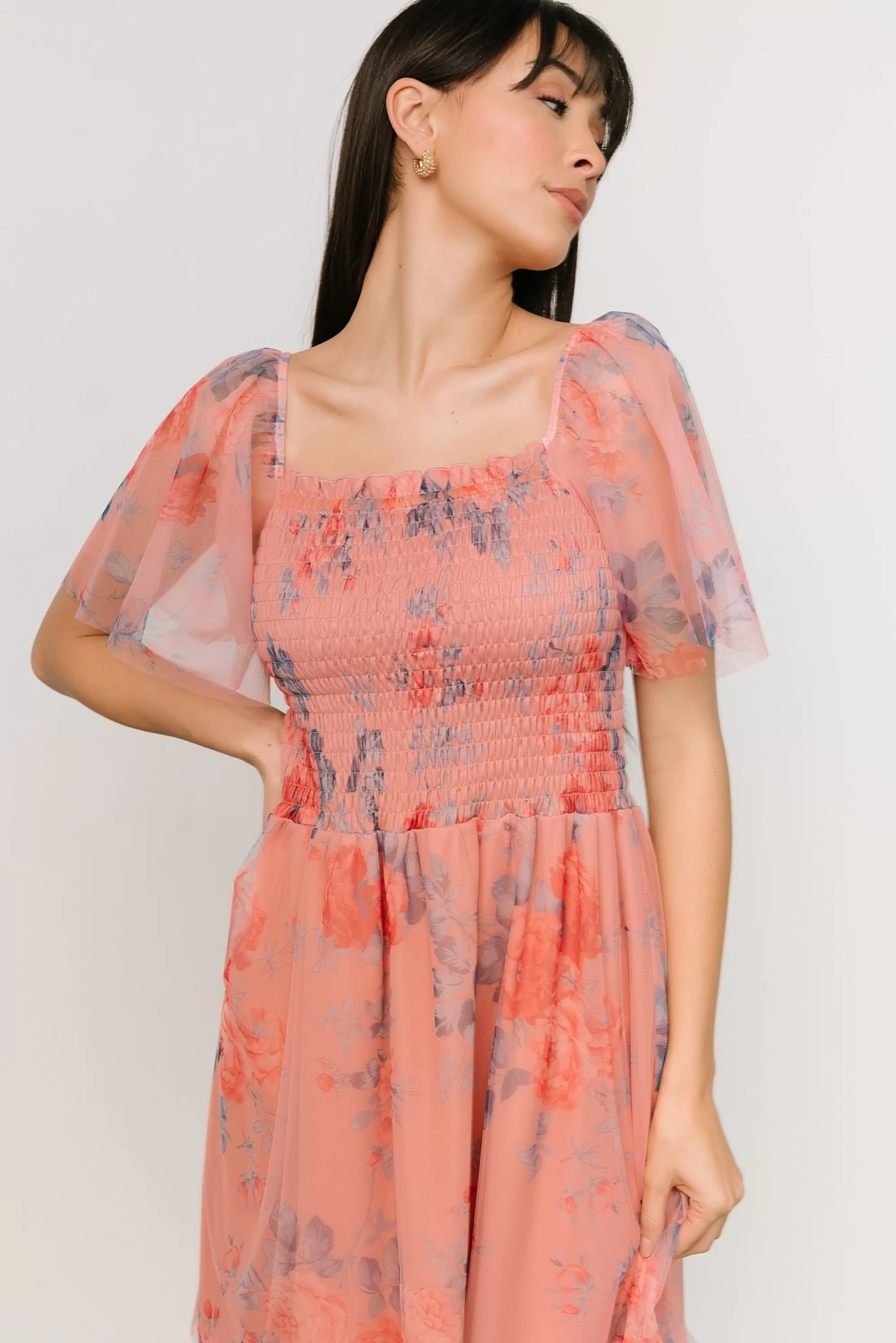 Baltic Born EXTENDED SIZING | Tivoli Tulle Short Dress | Coral + Blue Floral