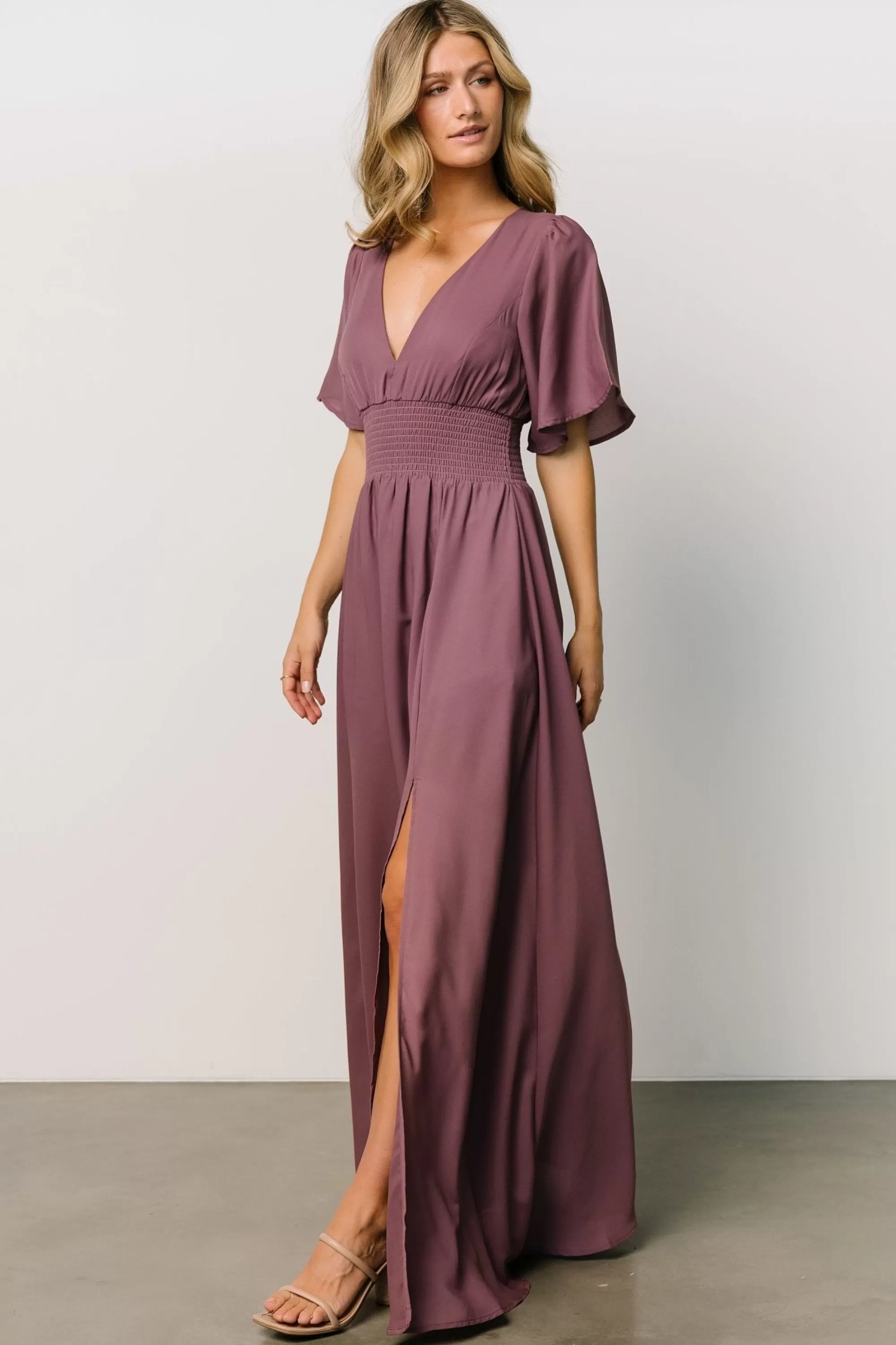 Baltic Born WINTER ESSENTIALS | Verona Smocked Maxi Dress | Vintage Plum