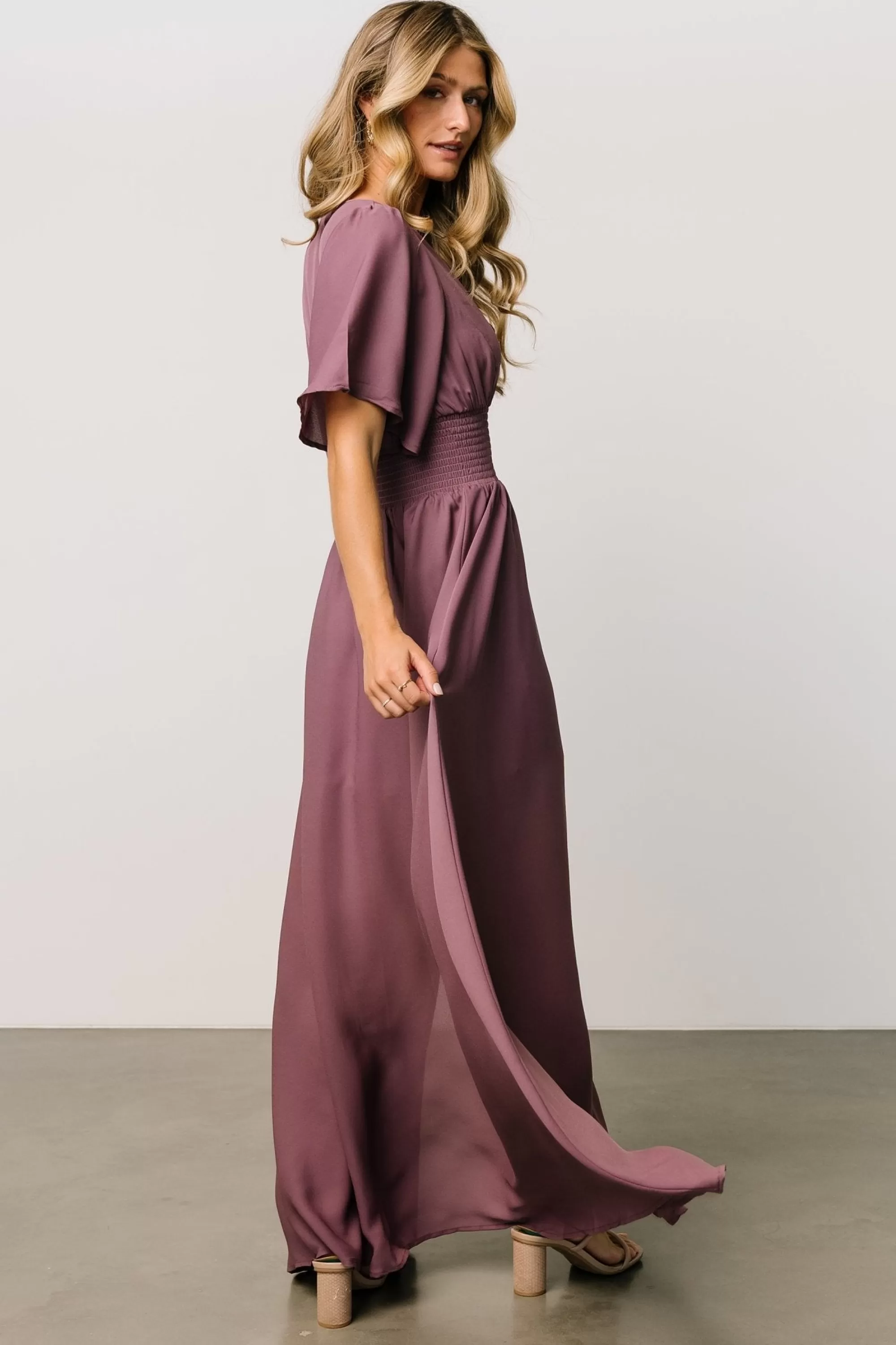 Baltic Born WINTER ESSENTIALS | Verona Smocked Maxi Dress | Vintage Plum