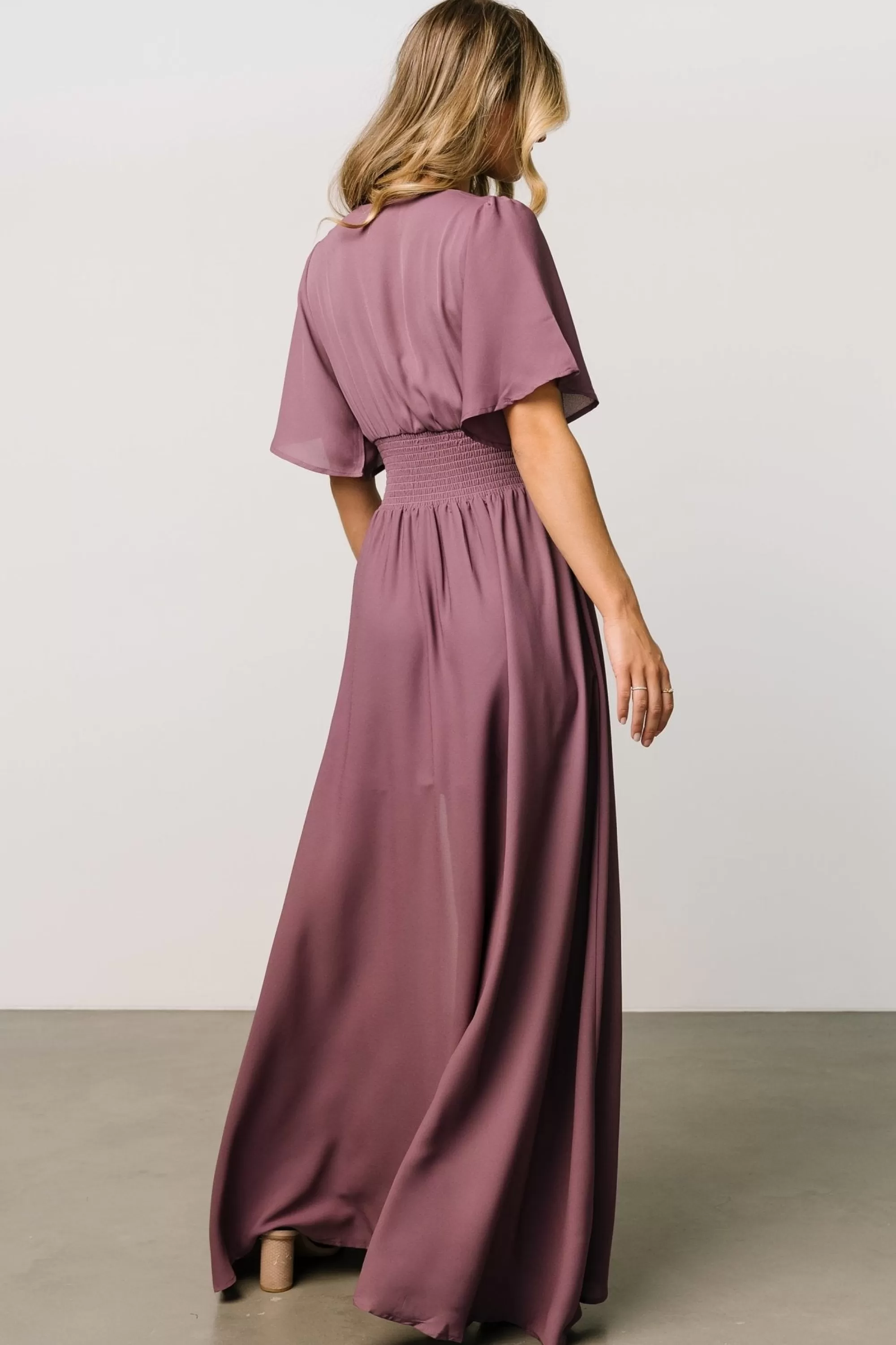 Baltic Born WINTER ESSENTIALS | Verona Smocked Maxi Dress | Vintage Plum
